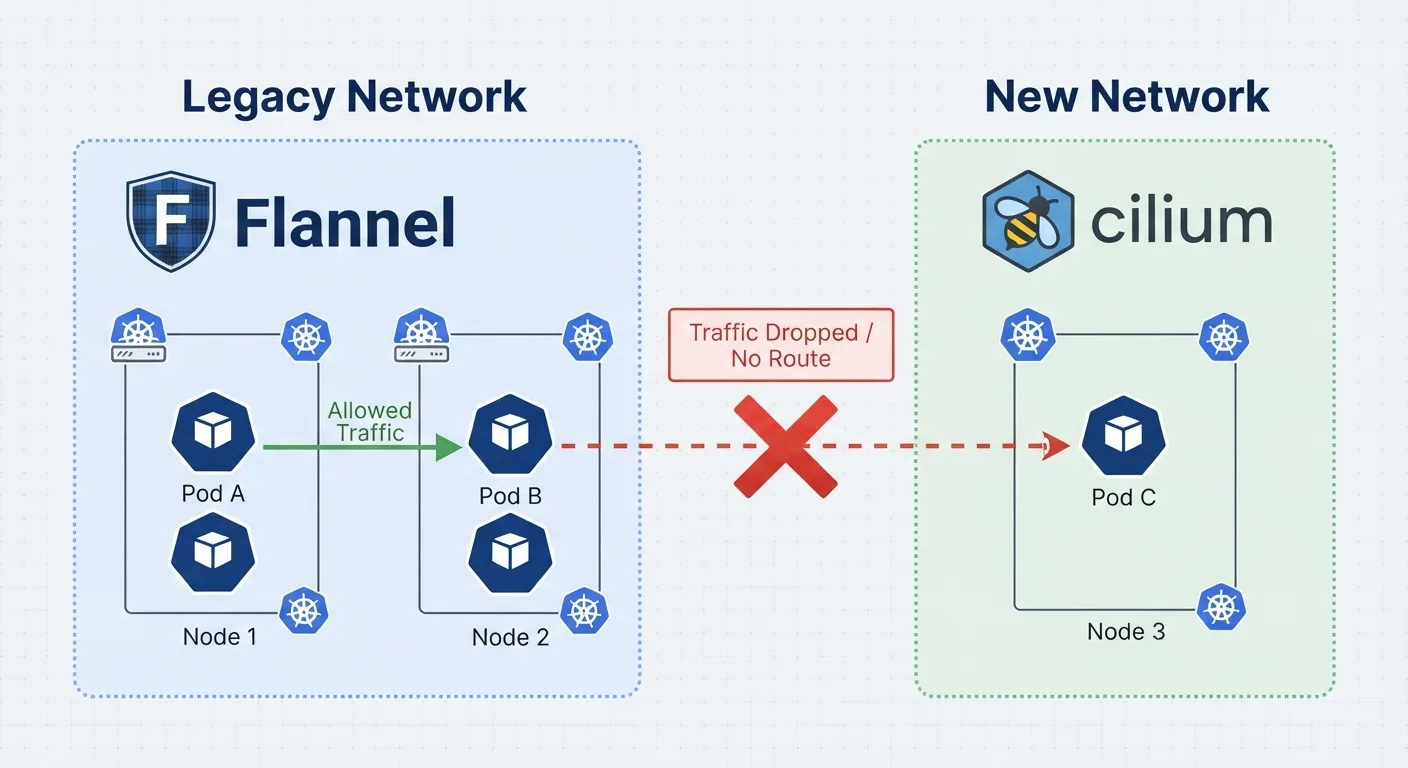 The Island Problem - Network isolation between unmigrated and migrated nodes during CNI transition
